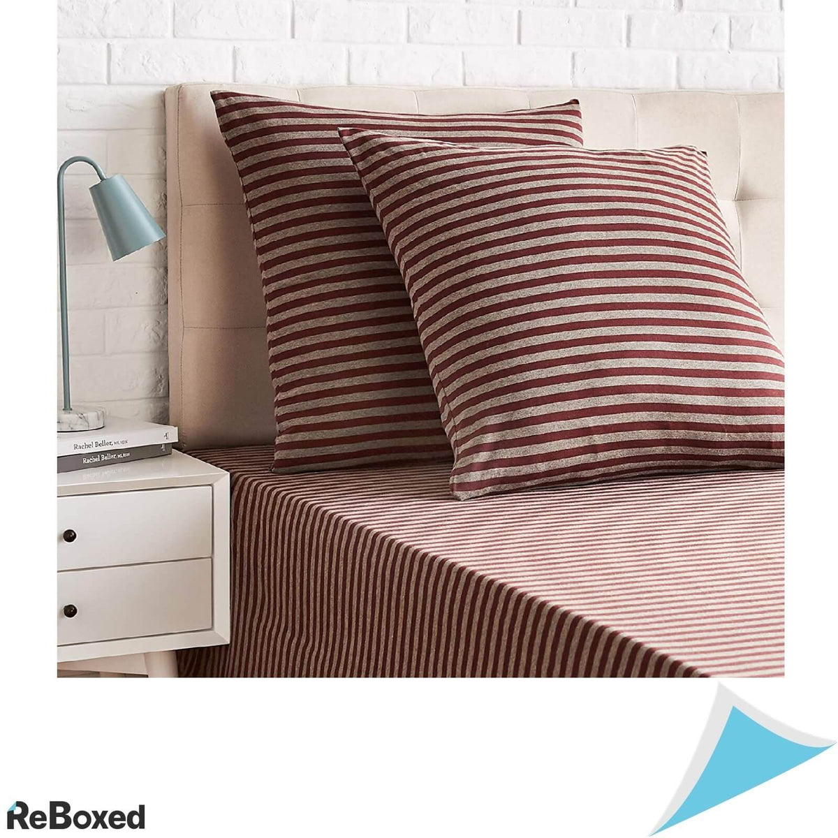 Set Doua Fete de Perna 65x65cm Amazon Basics Dungi Rosu Inchis