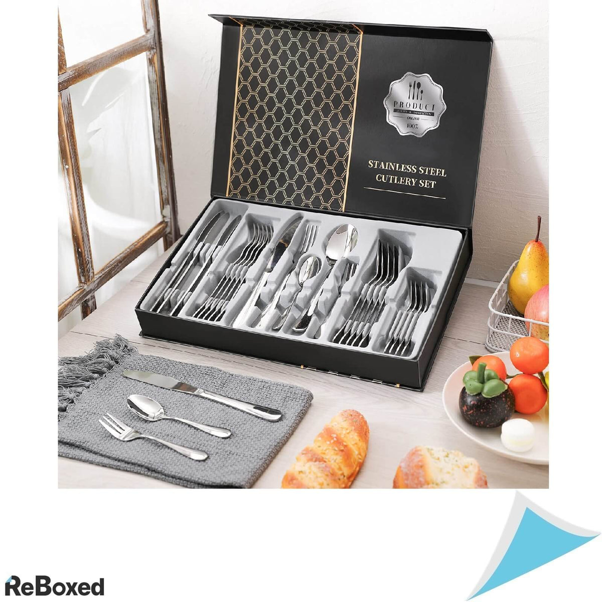 Set 30 Tacamuri din Otel Inoxidabil Lingura Cutit Furculita Lingurita