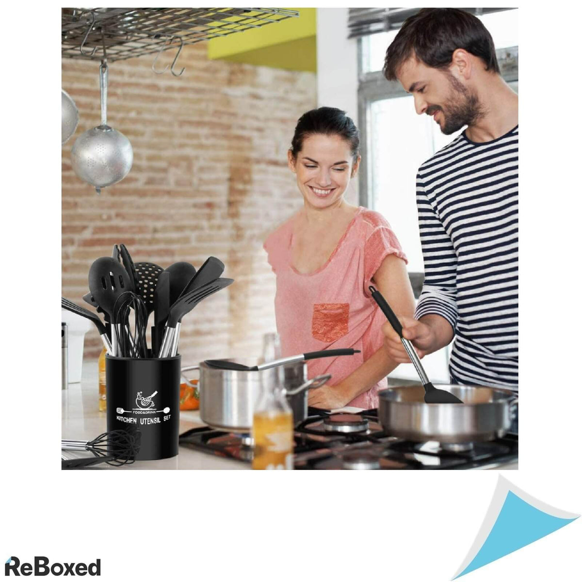 Set de 14 Ustensile pentru Gatit din Silicon cu Maner Otel