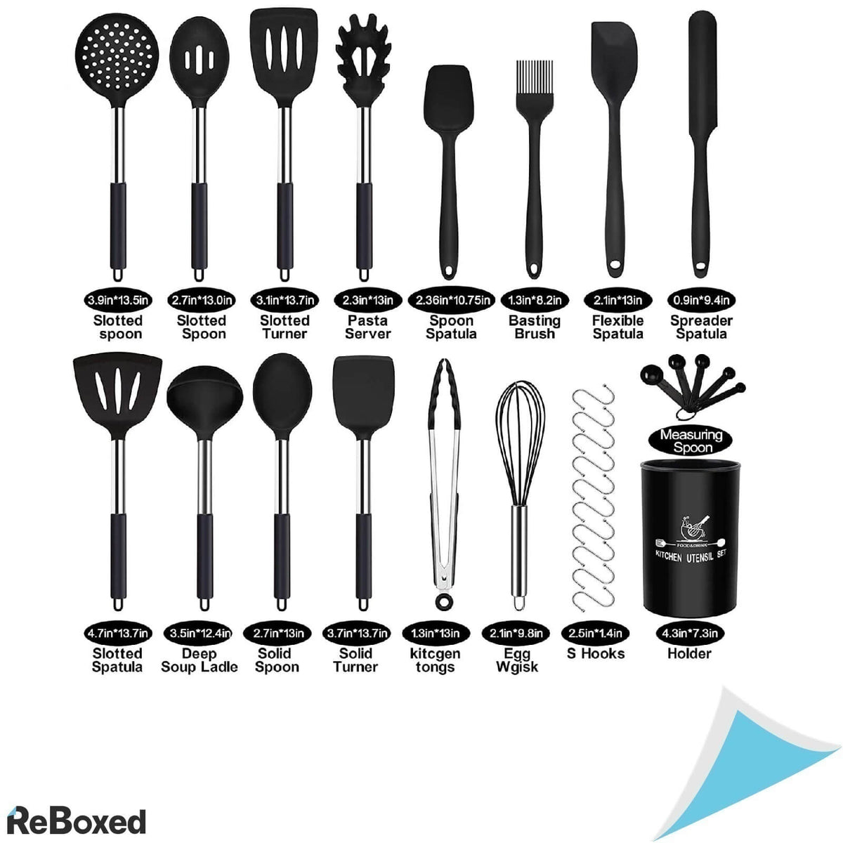 Set de 14 Ustensile pentru Gatit din Silicon cu Maner Otel