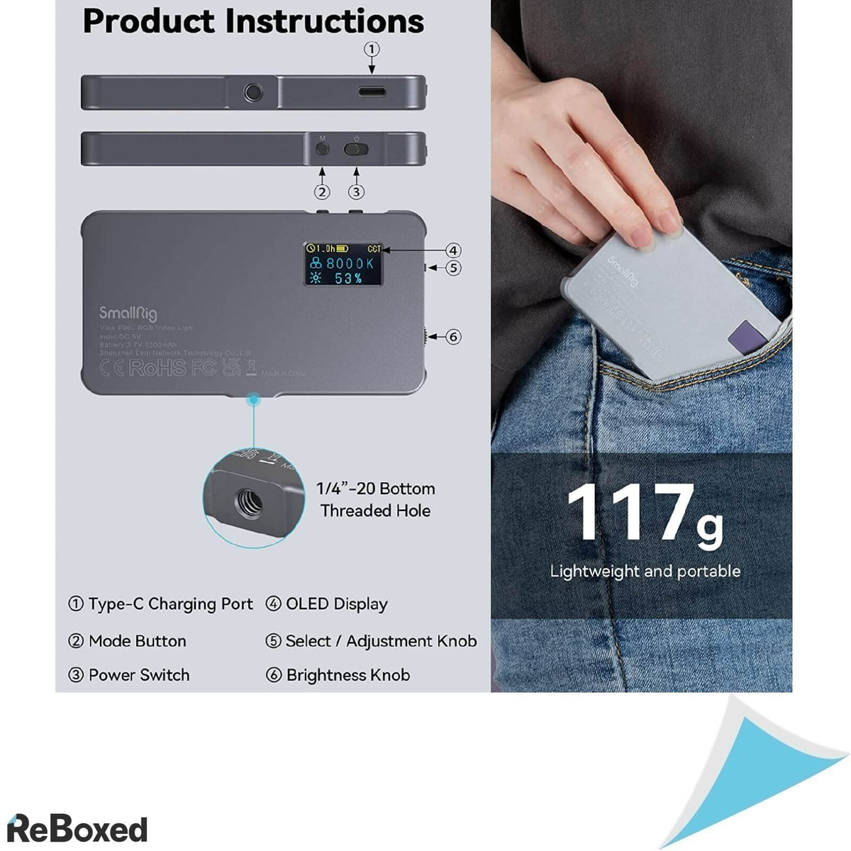 Simorr SmallRig 3489 Vibe P96L Lumina Studio RGB Portabila