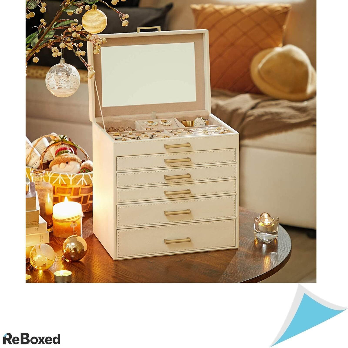 Songmics Cutie Bijuterii 6 Nivele 5 Sertare Alb JBC138