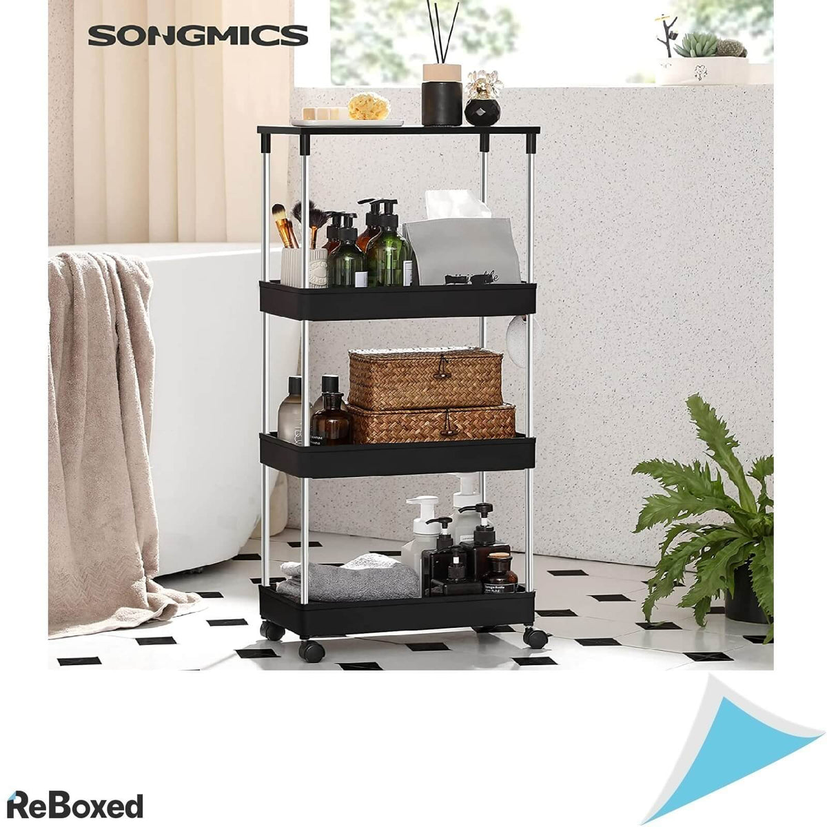 Songmics Raft Etajera cu Roti 4 Niveluri 85x40x22 cm Cadru Otel