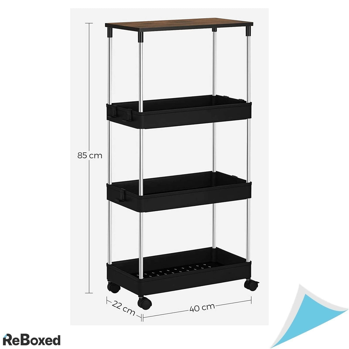 Songmics Raft Etajera cu Roti 4 Niveluri 85x40x22 cm Cadru Otel