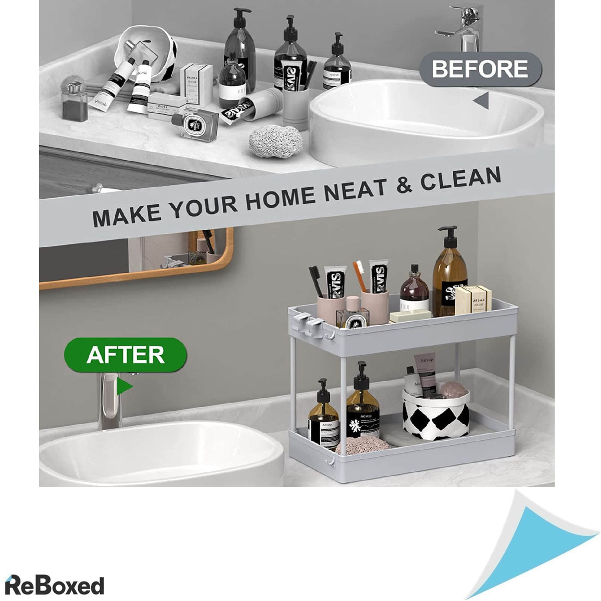 SpaceKeeper Organizator Multifunctional 2 Niveluri Carlige Gri