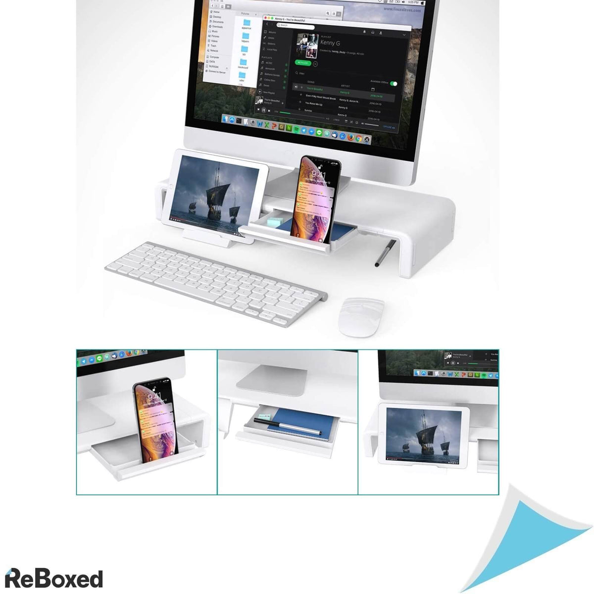 KlearLook Suport Pliabil Monitor cu Sertare Telefon Tableta