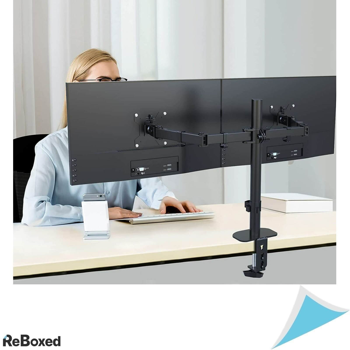 Suptek Suport de Masa pentru 2 Monitoare 27 inch Articulabil