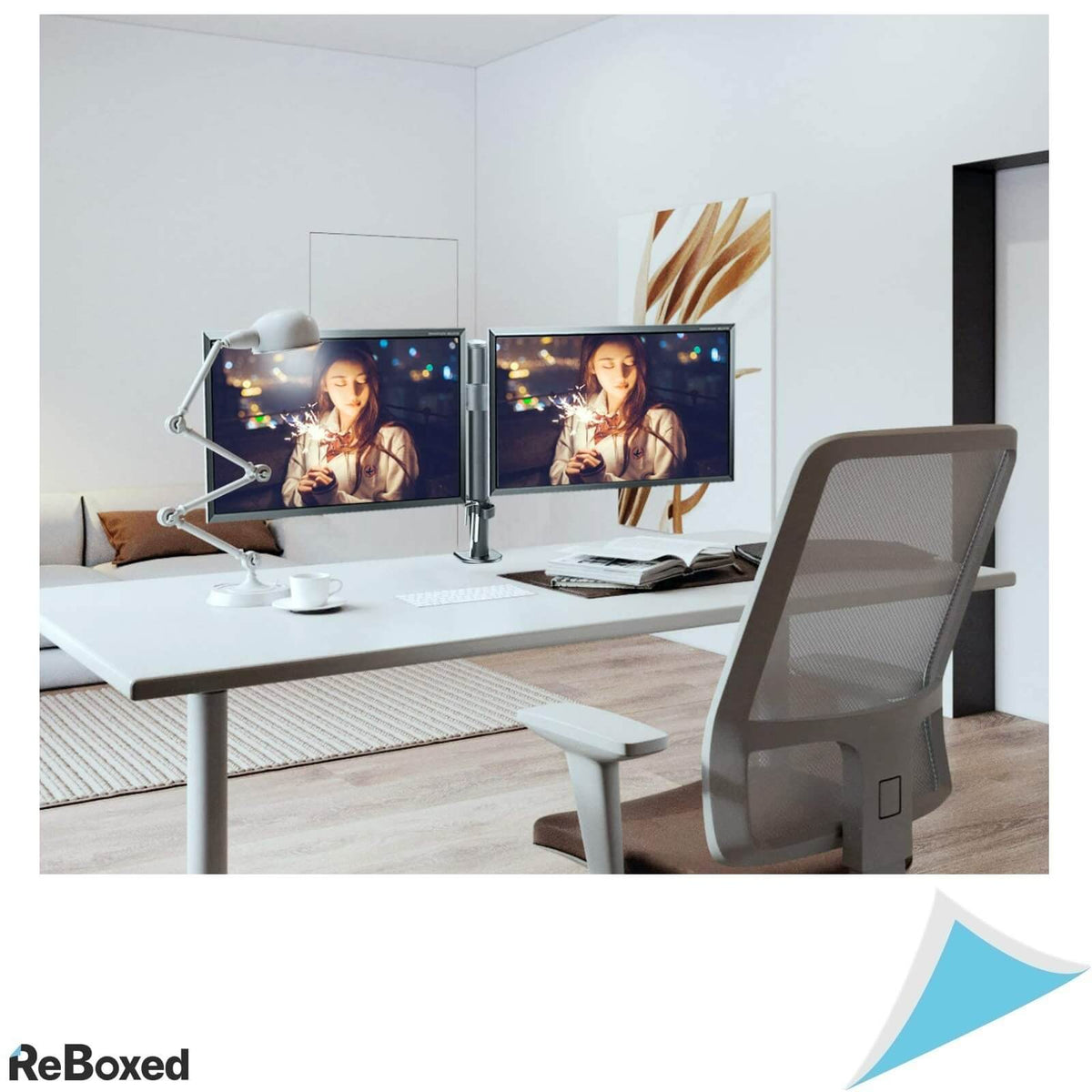 Suptek Suport de Masa pentru 2 Monitoare 27 inch Articulabil