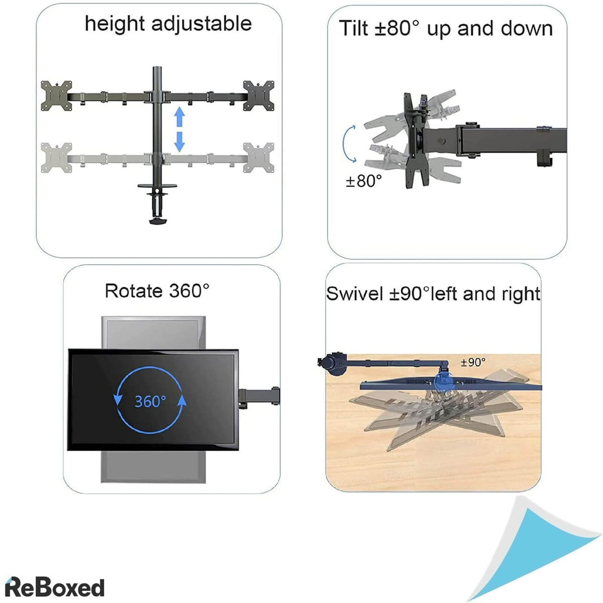 Suptek Suport de Masa pentru 2 Monitoare 27 inch Articulabil