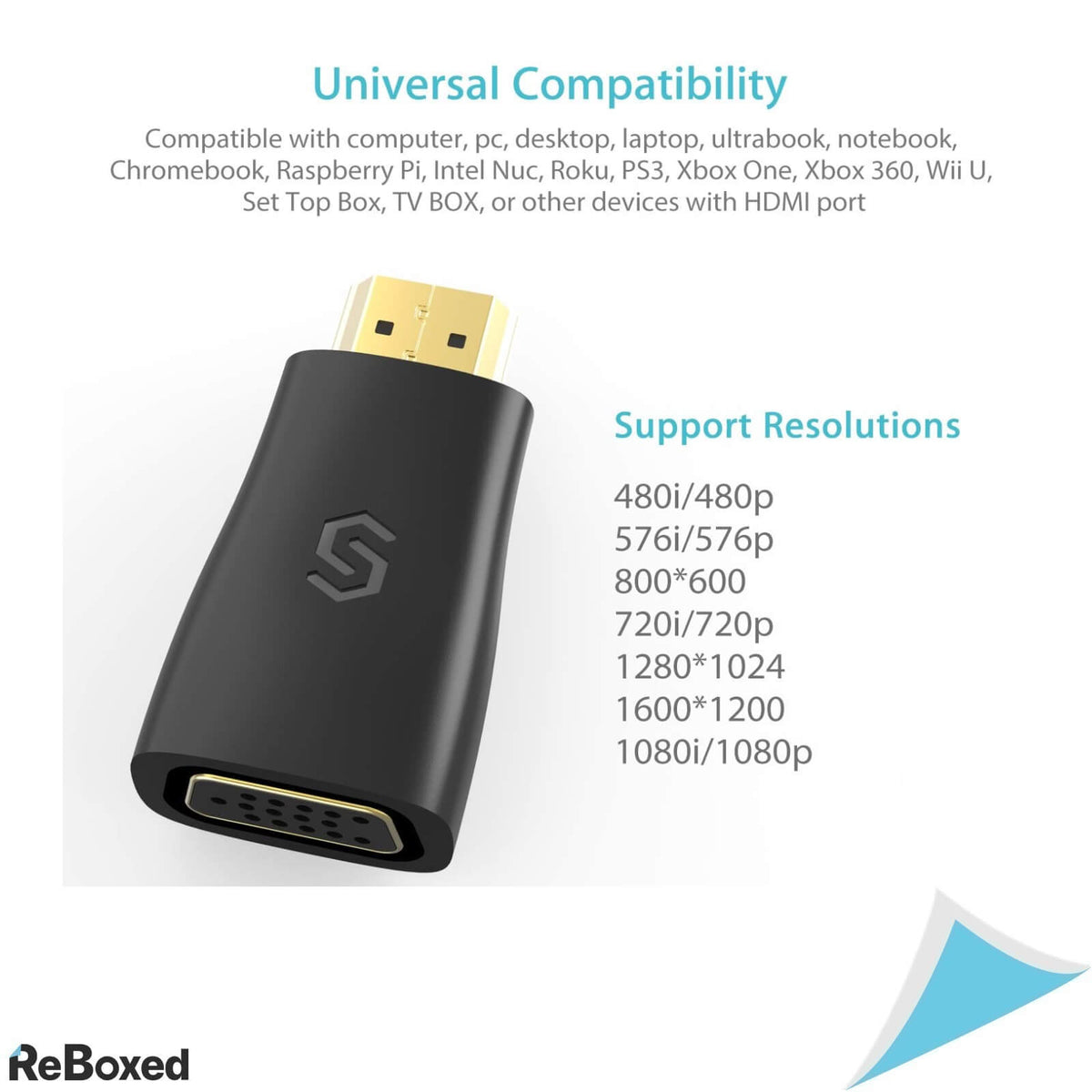 Syncwire Adaptor de la HDMI la VGA placat Aur Ultra-Mini 1080p