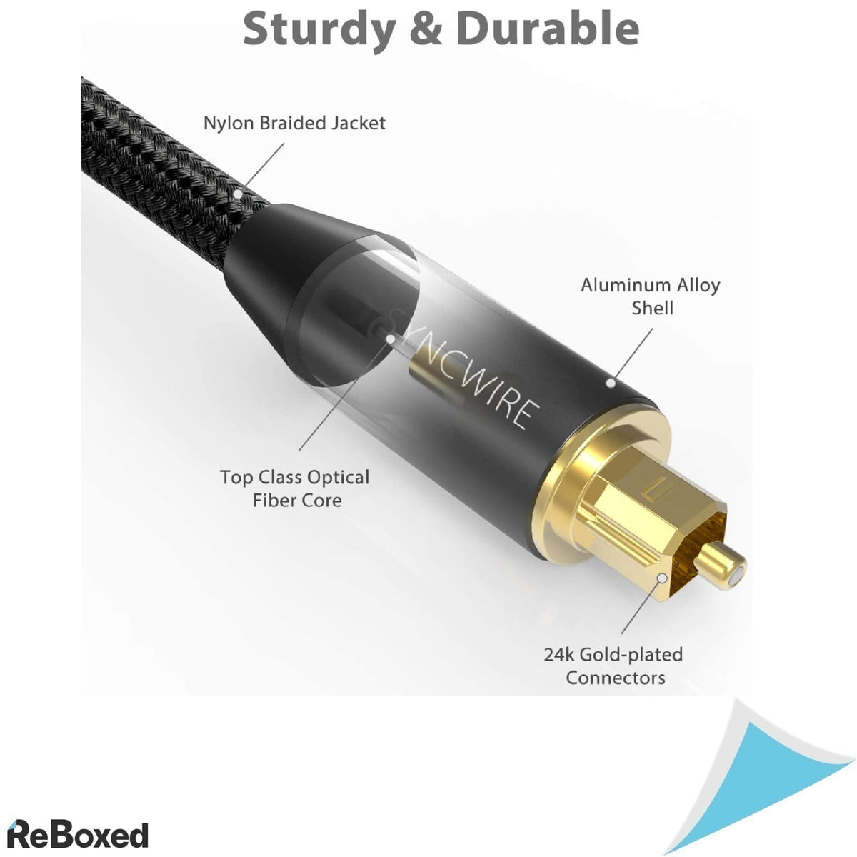 Syncwire Cablu Audio Optic 2m Toslink Profesional Aur 24K