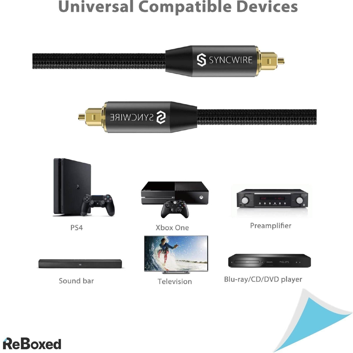 Syncwire Cablu Audio Optic 2m Toslink Profesional Aur 24K