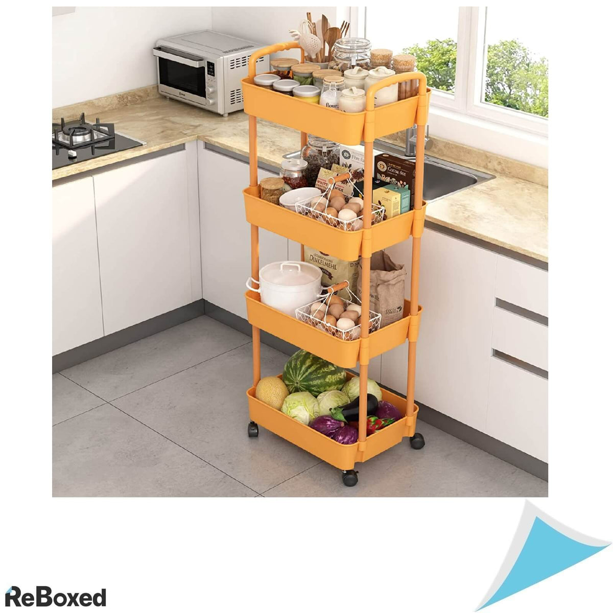 Sywhitta Raft Carucior cu Roti 4 Niveluri 104x39x29 cm Cadru Fier