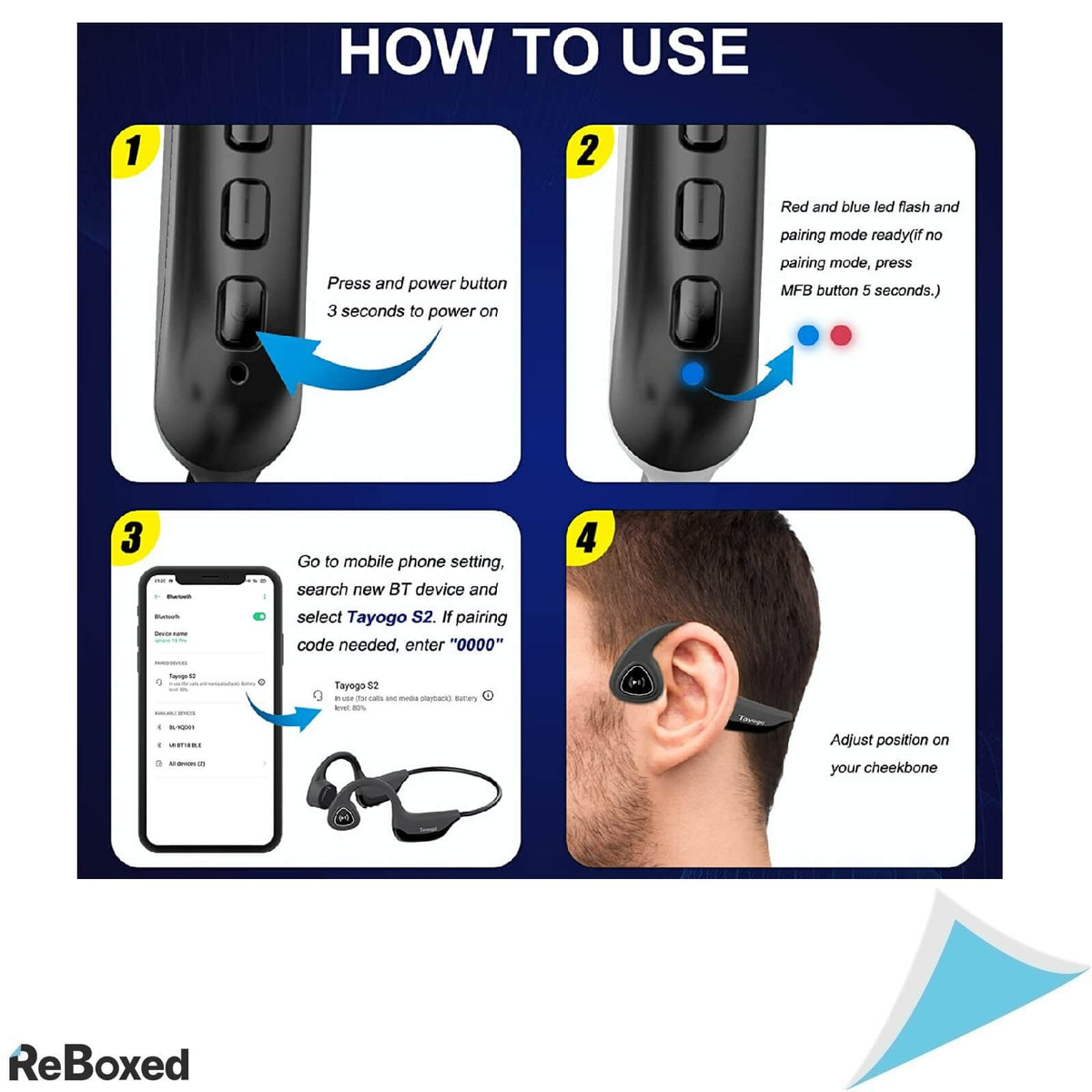 Tayogo Casti Conductie Osoasa Bluetooth 5.0 IP67 Rosu