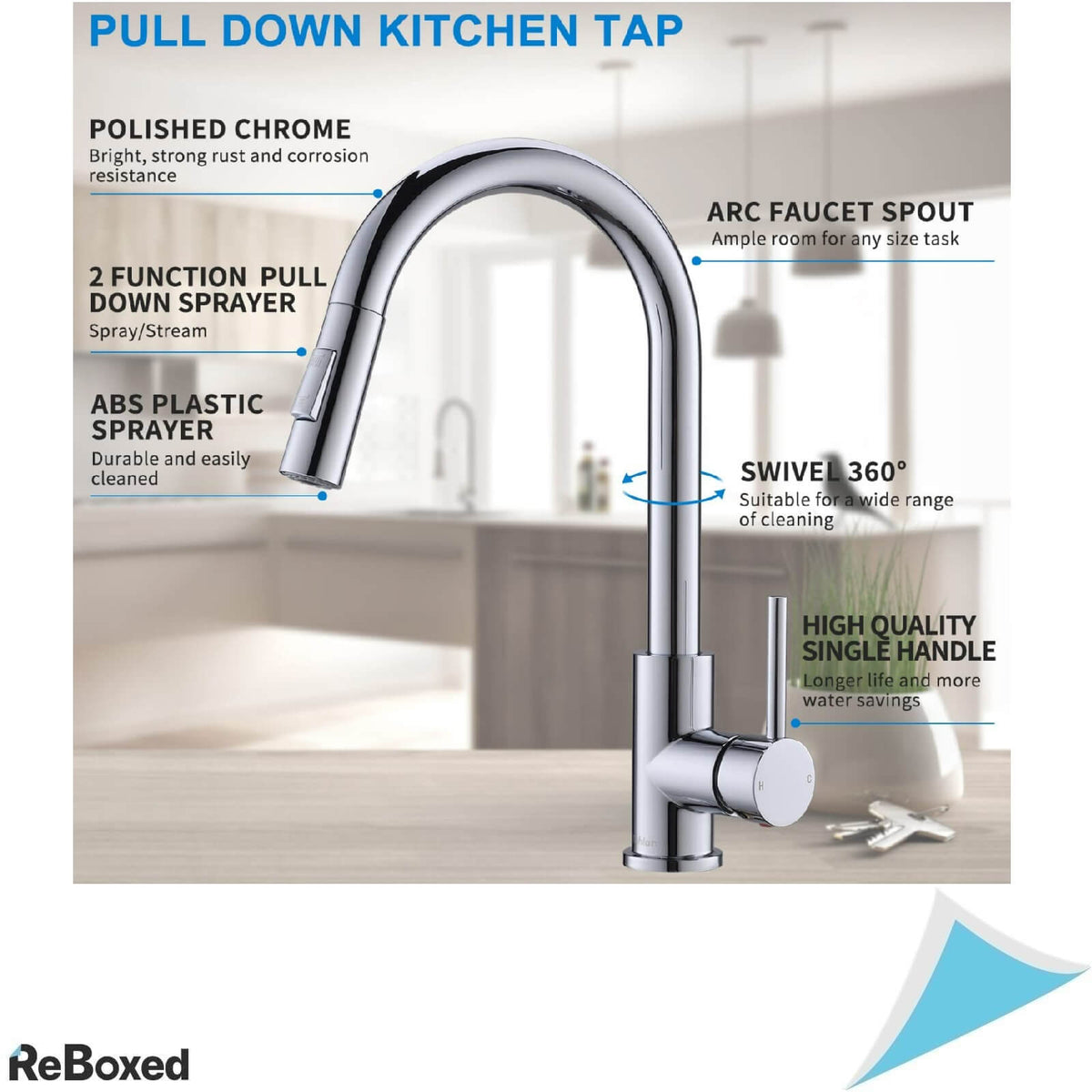 Tohlar Baterie de Bucatarie Inox Retractabila Rotativa 390mm