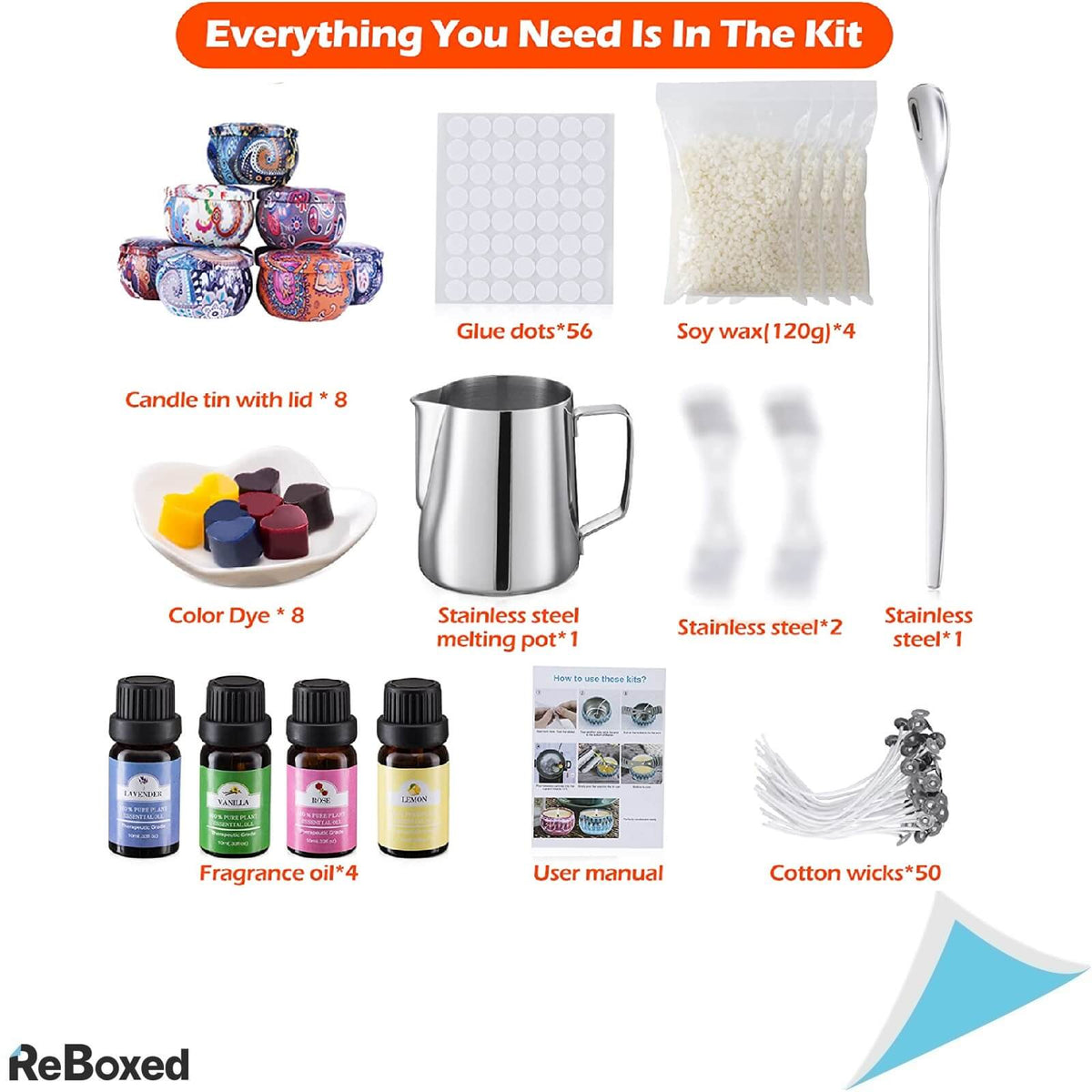 Kit Productie Handmade 123 Candele Parfumate si 4 Uleiuri Esentiale