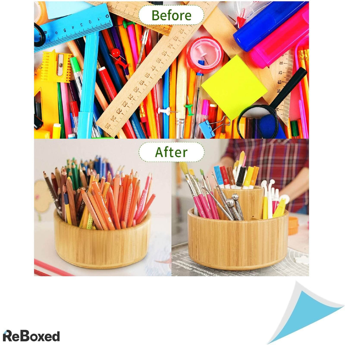 UtopLike Bamboo Organizator Suport Rotativ Birou 20x14.5cm