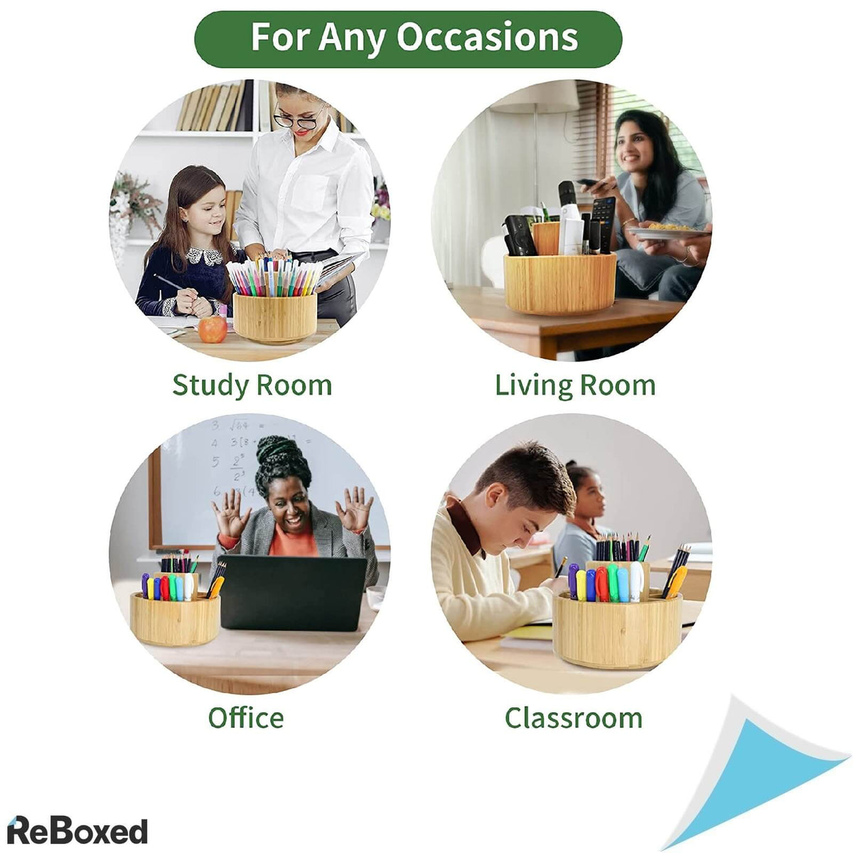 VaeFae Bamboo Organizator De Birou Rotativ Creioane Stilouri