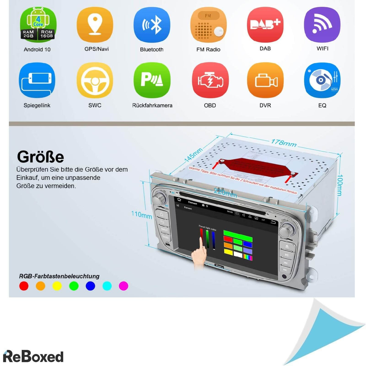 Vanku 7&quot; Android 10 Auto Radio Navigatie Ford Bluetooth WiFi