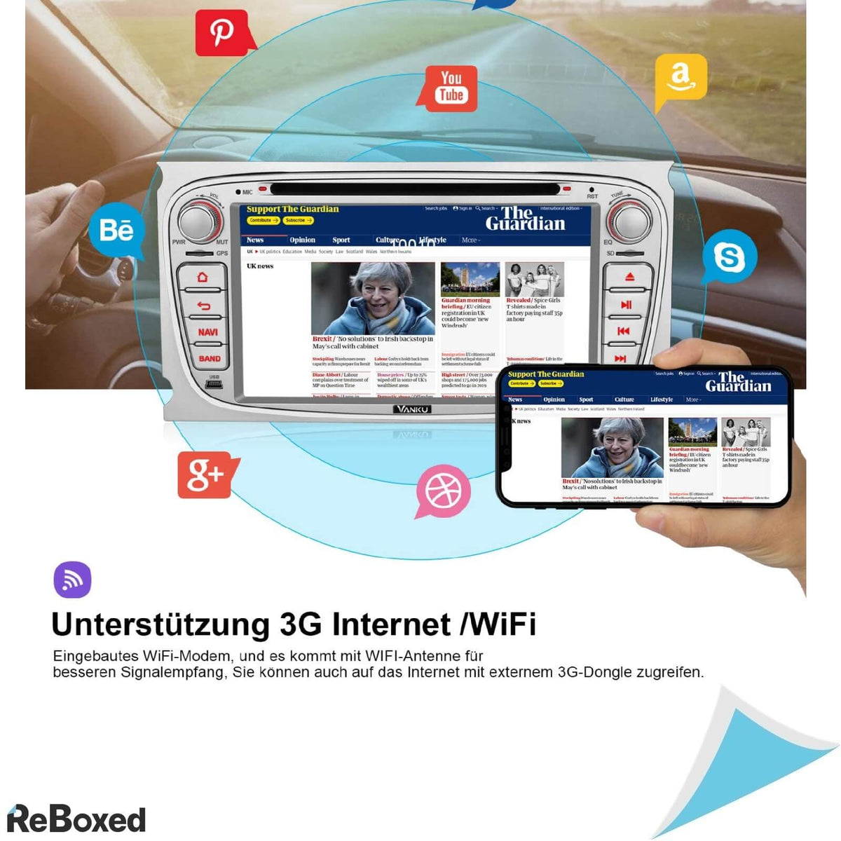 Vanku 7&quot; Android 10 Auto Radio Navigatie Ford Bluetooth WiFi