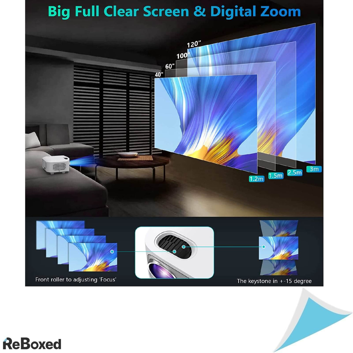 Veemi 5G Videoproiector 1080p WiFi Bluetooth HiFi 3W Cinema