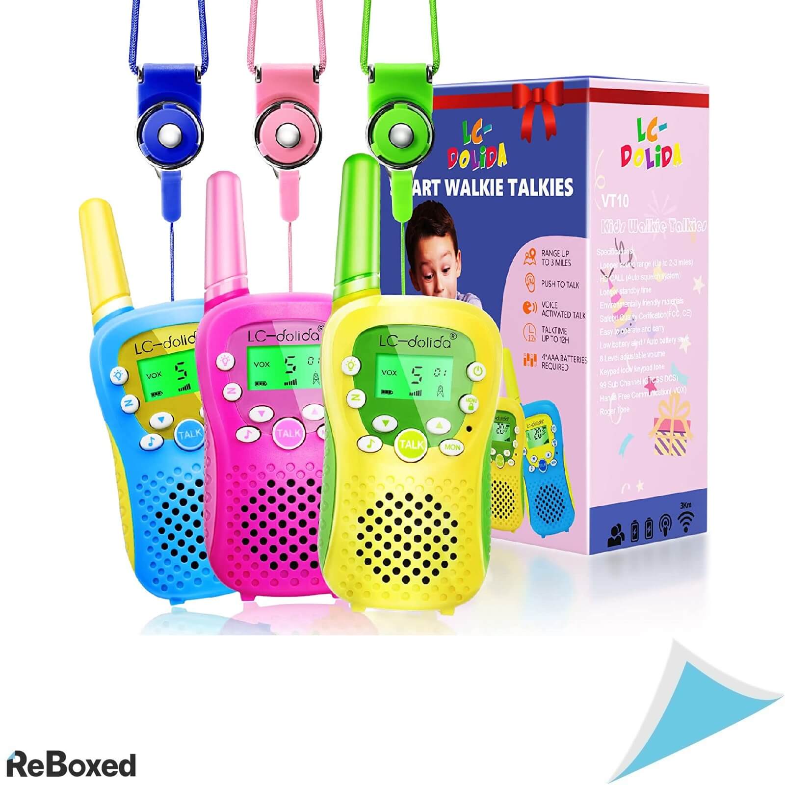 Set de 3 x Walkie-Talkie pentru Copii Lanterna Ecran Iluminat 3Km