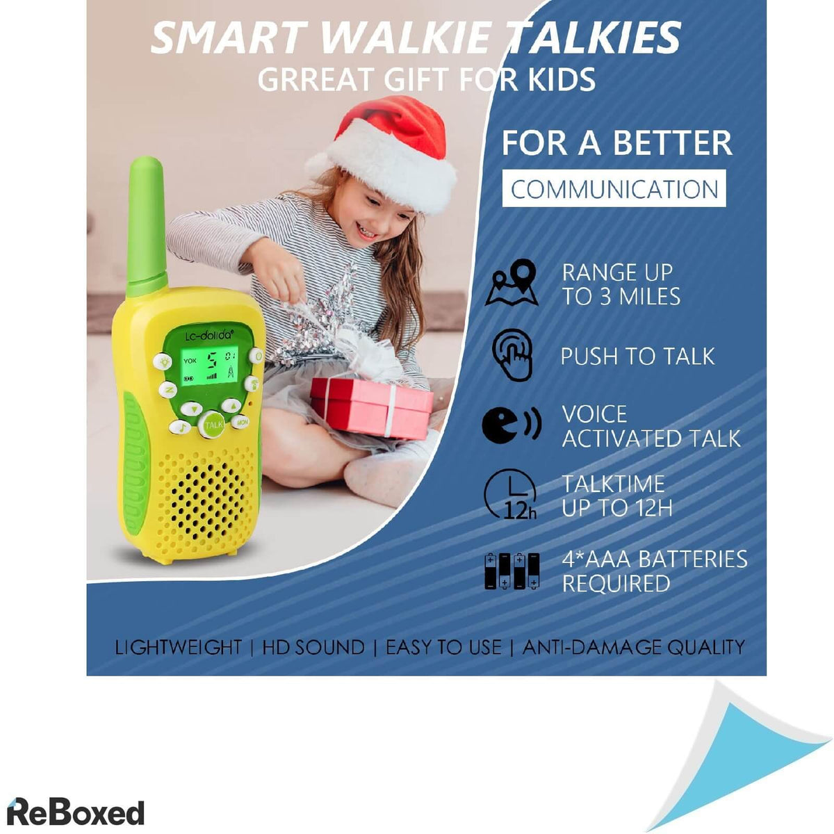 Set de 3 x Walkie-Talkie pentru Copii Lanterna Ecran Iluminat 3Km
