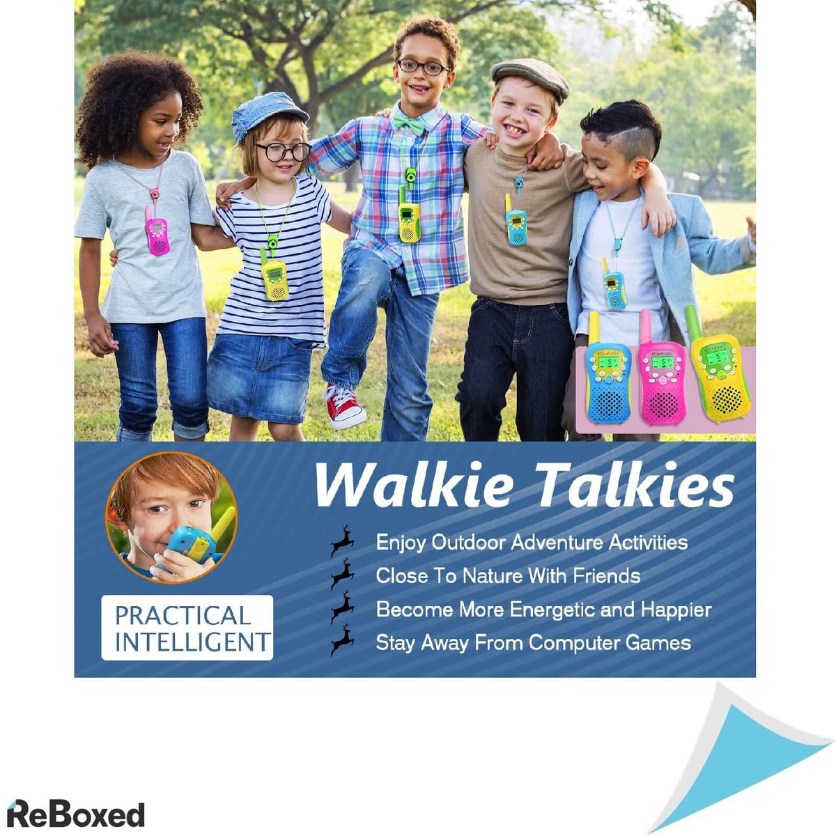 Set de 3 x Walkie-Talkie pentru Copii Lanterna Ecran Iluminat 3Km
