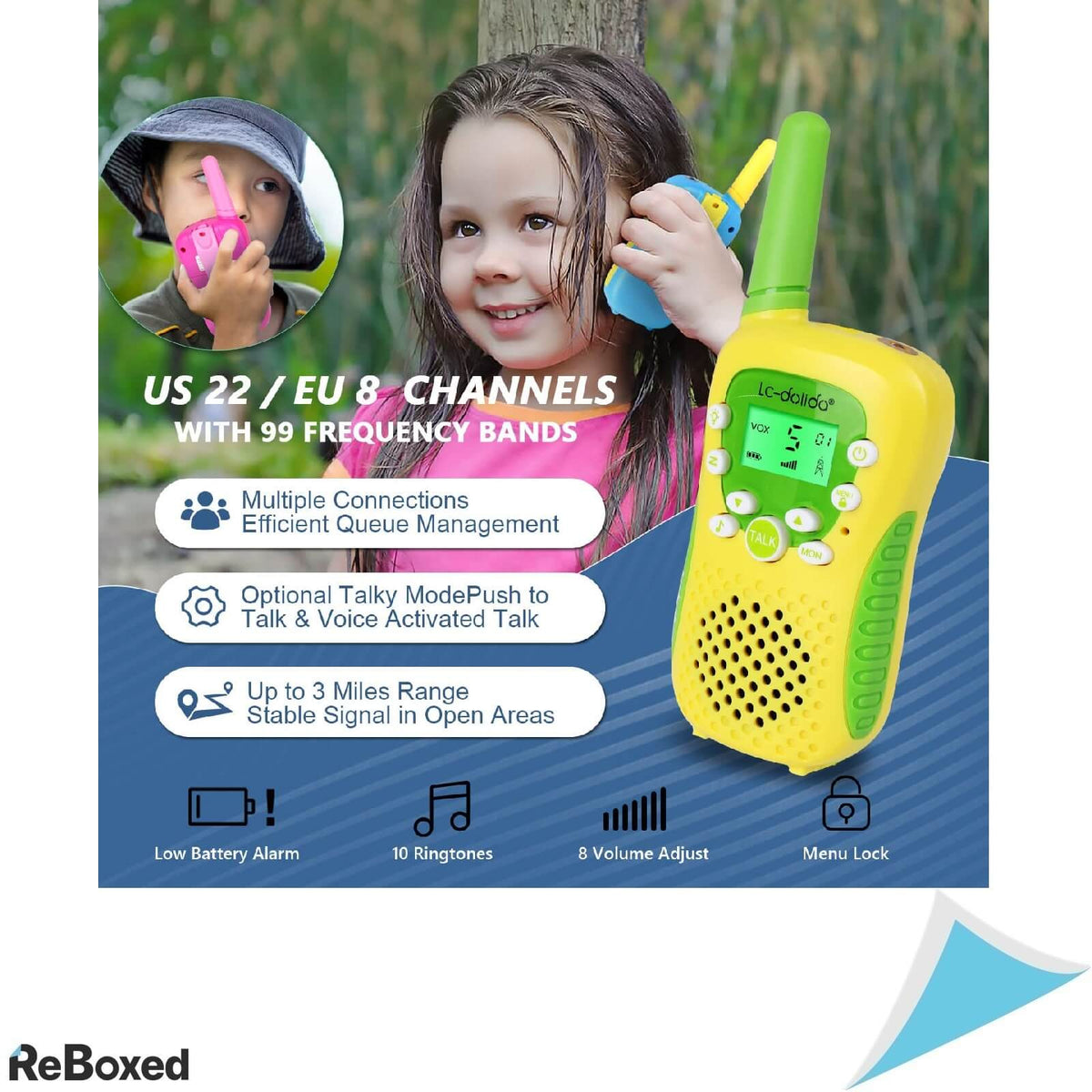 Set de 3 x Walkie-Talkie pentru Copii Lanterna Ecran Iluminat 3Km