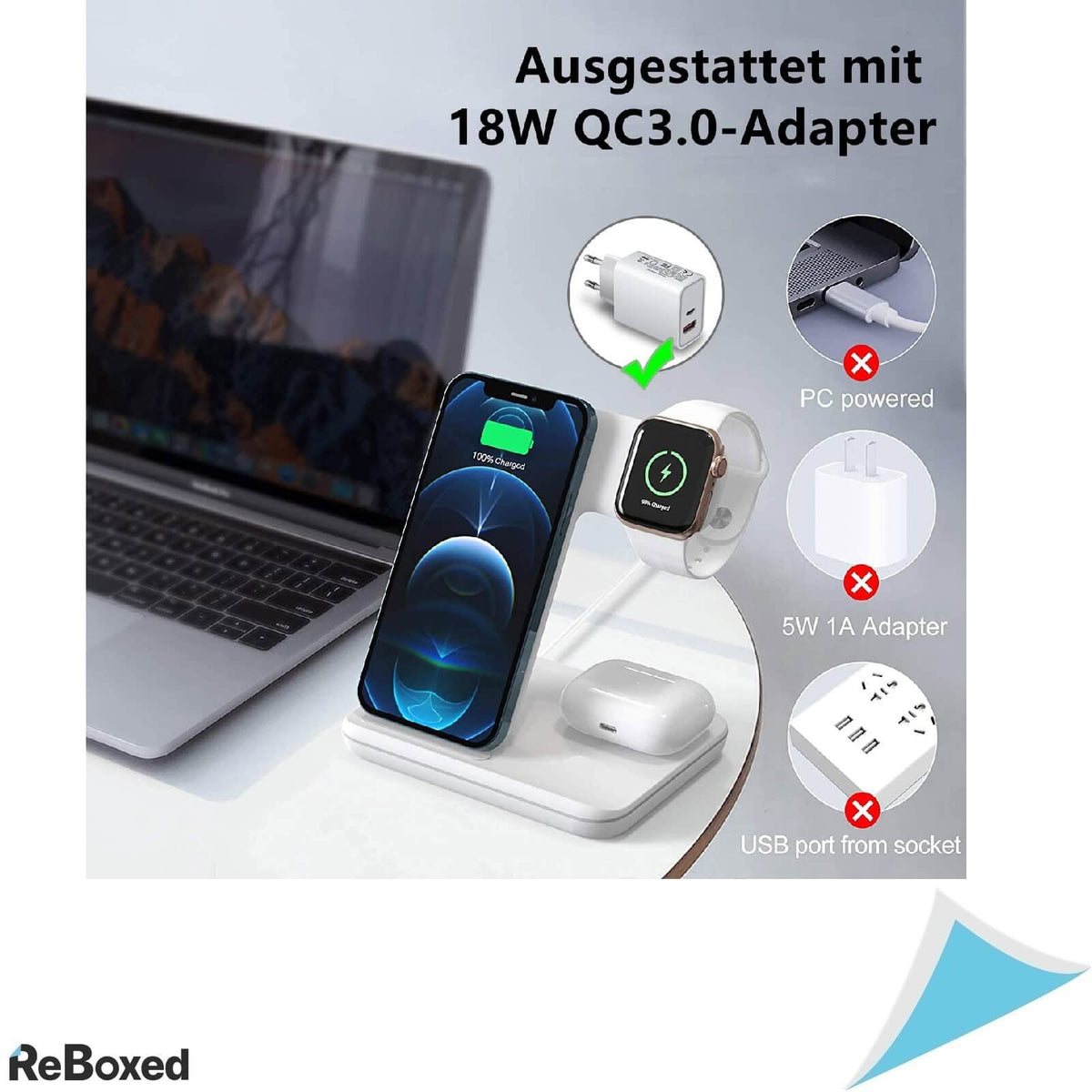 Incarcator Fast Wireless 15w 3in1 Apple iPhone 13 Android