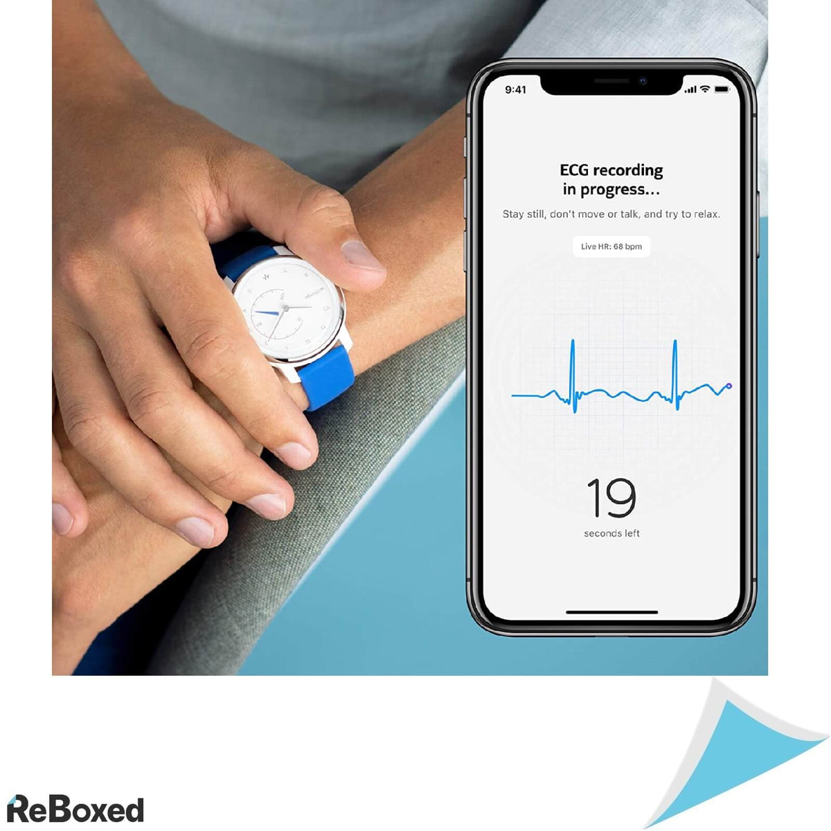 SmartWatch Withings Move ECG GPS Alb cu Albastru